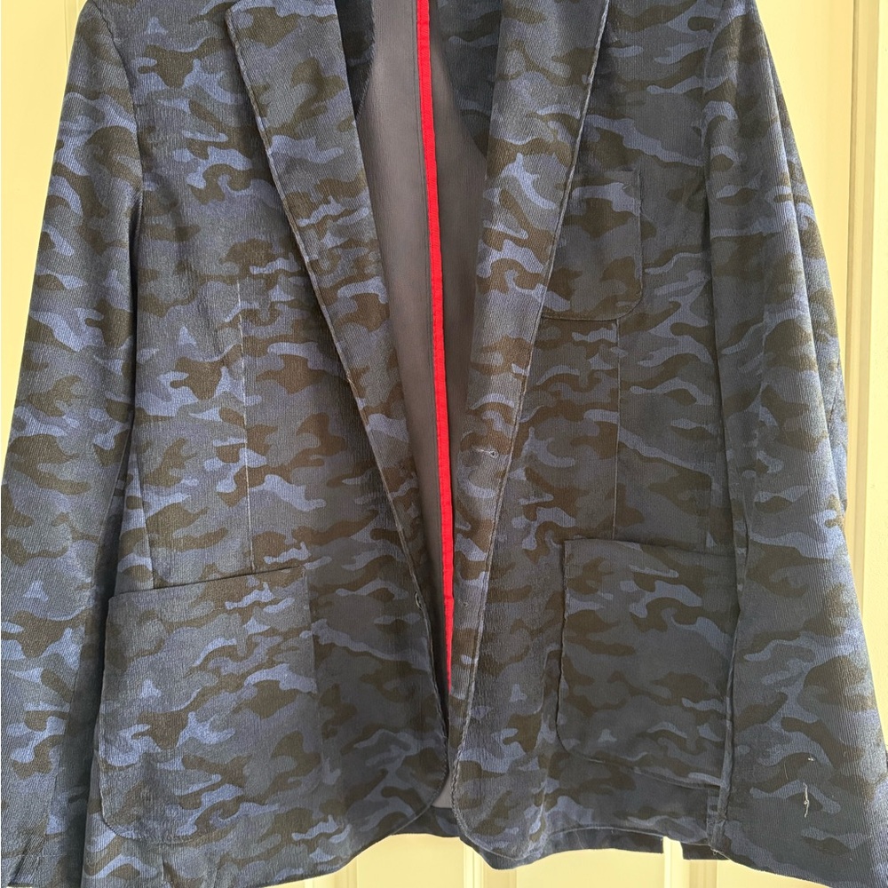 Tailorbyrd Camouflage Blazer with Red Lining